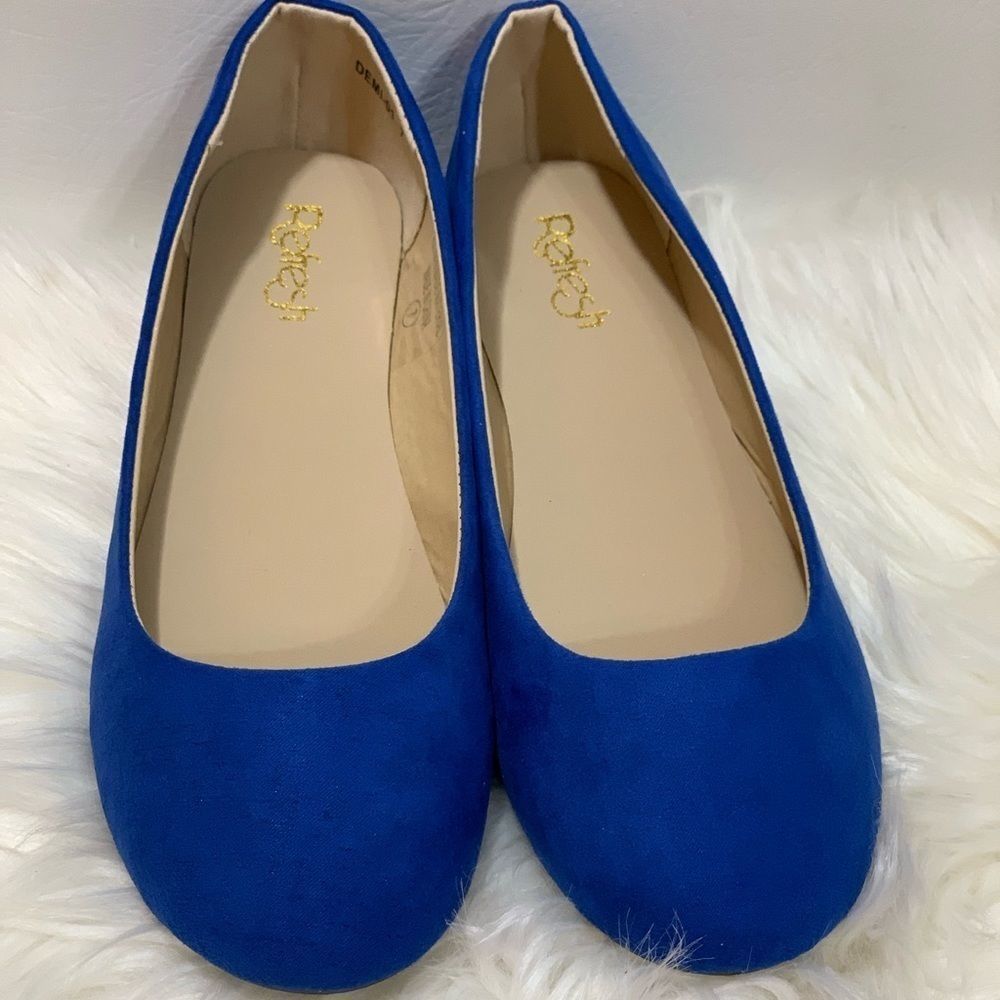 Refresh Blue-01 Suede Like Ballet Flat Size 7